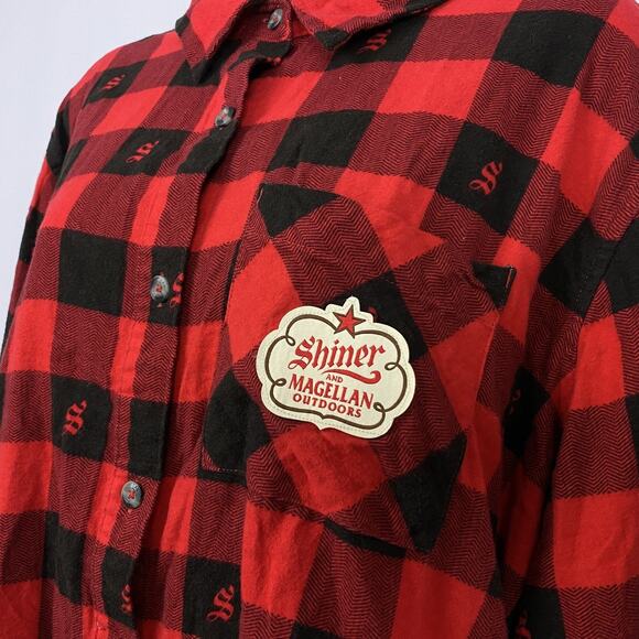 Magellan x Shiner Flannel Shirt Womens XXL Buffalo Plaid Red Black Cabincore - Picture 2 of 16